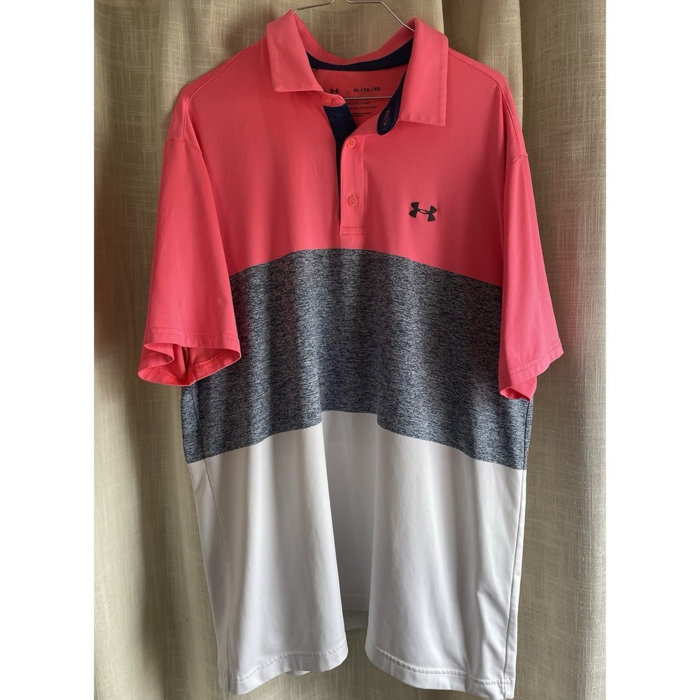 Men's‎ Under Armour Playoff Color Blocked Short Sleeve Polo Shirt XL LOOSE Golf